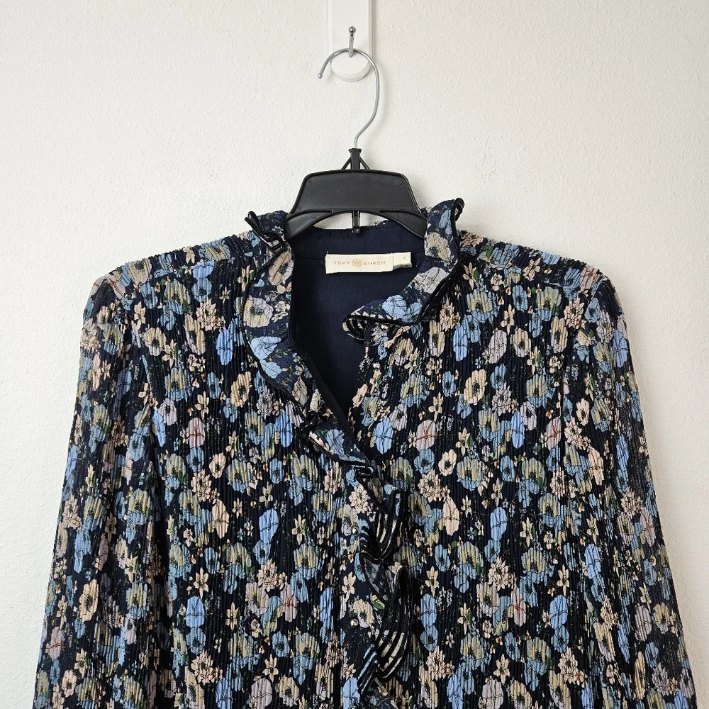 Tory Burch Deneuve floral-print plissé dress  size 2